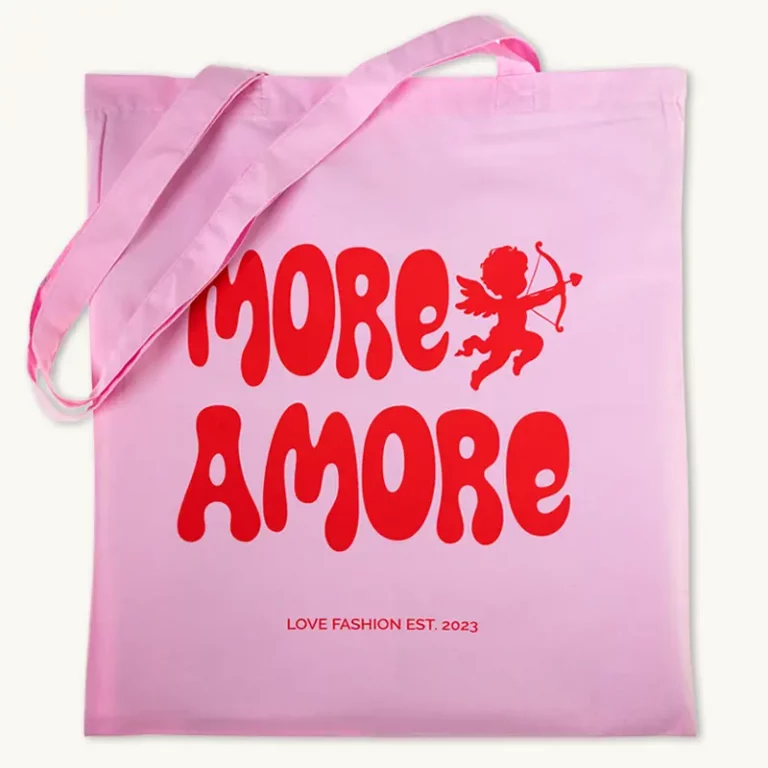 pinke Baumwolltasche mit Siebdruck bedruckt